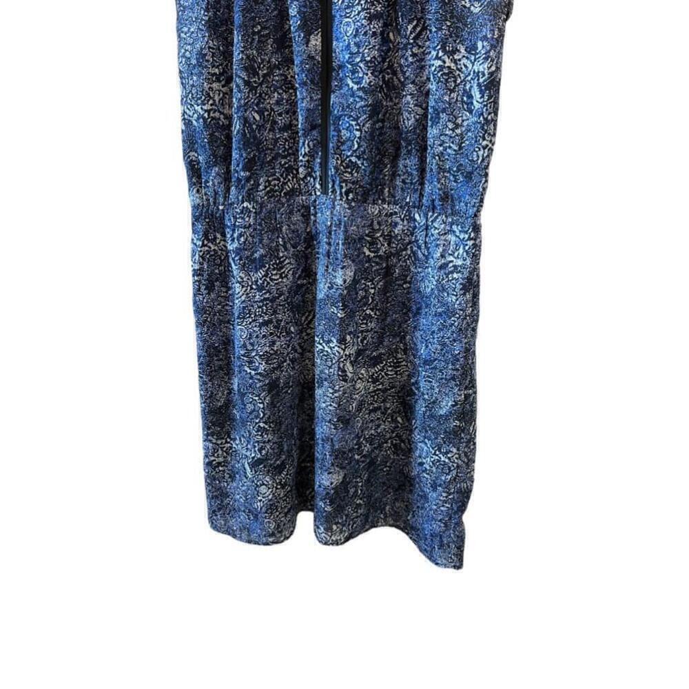 DEX Blue Printed Mid Length Sleeveless V Neck Dress M - Picture 3 of 10